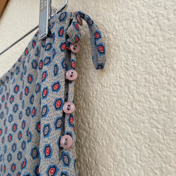 Free People Vintage Boho Red Blue Taupe Prairie Patterned Mid-Length Skirt SZ 7 - Picture 4 of 6